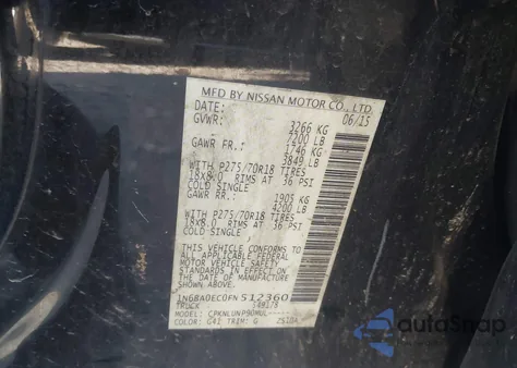 2015 Nissan Titan Pro-4X/S/Sl/Sv из США, поврежденный, VIN 1N6BA0EC0FN512360